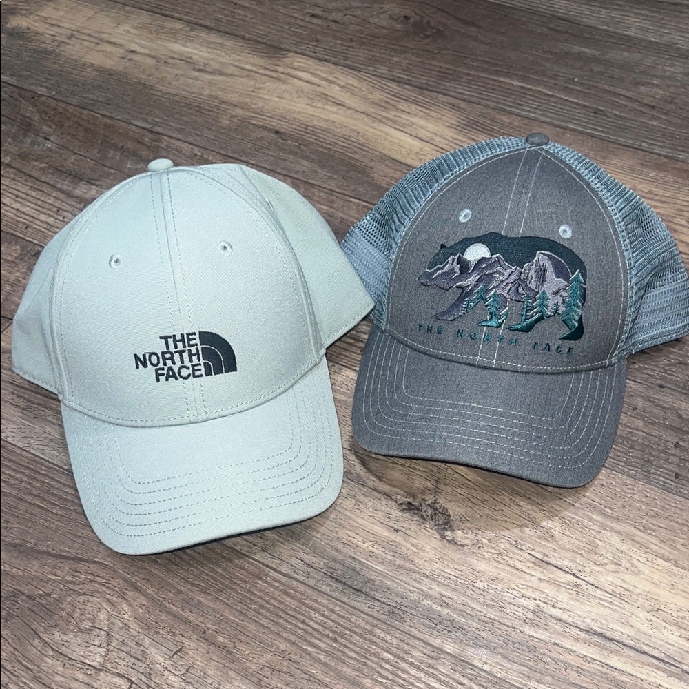 The North Face Light Blue and Gray Trucker Caps Duo